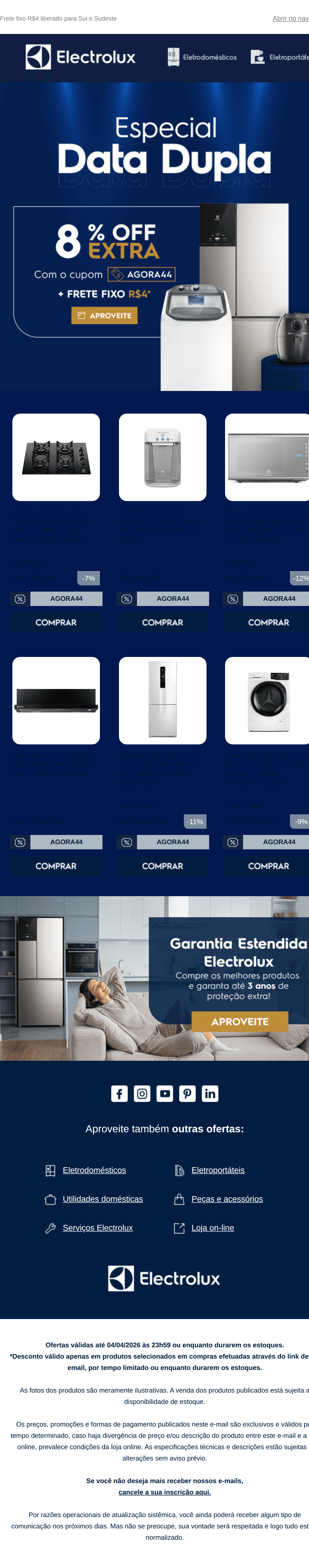 Electrolux: ⚡ COMEÇOU: 4.4 com 8% OFF