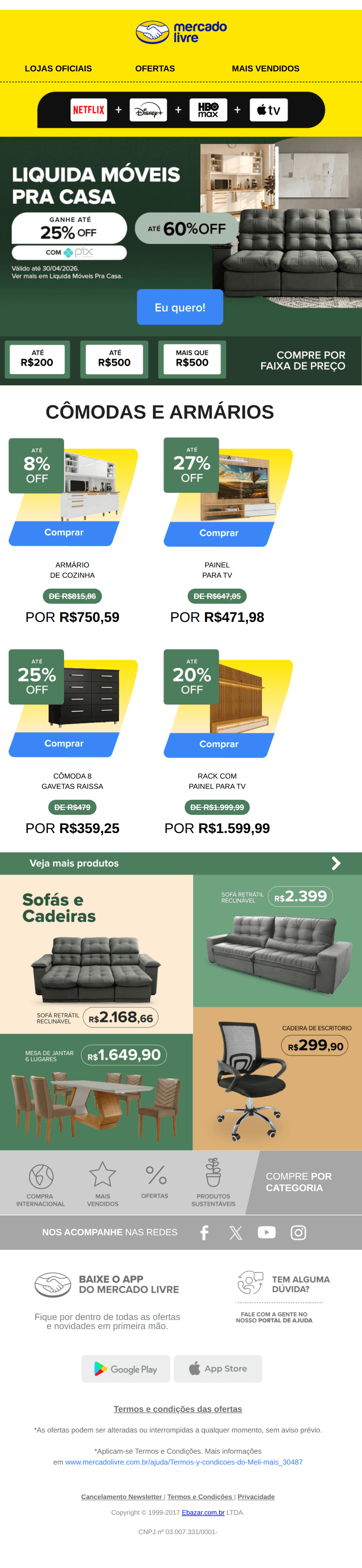 Mercado Livre: Liquidação de móveis 🚨