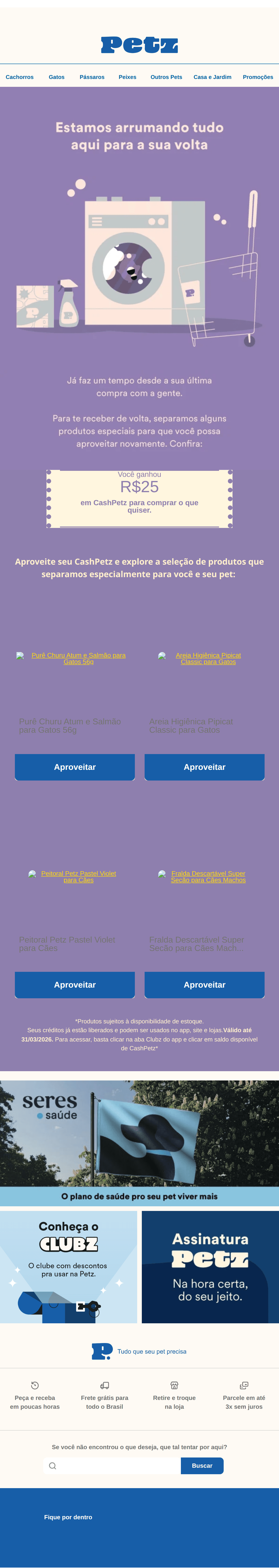 Petz: CashPetz exclusivo para te receber de volta 💙