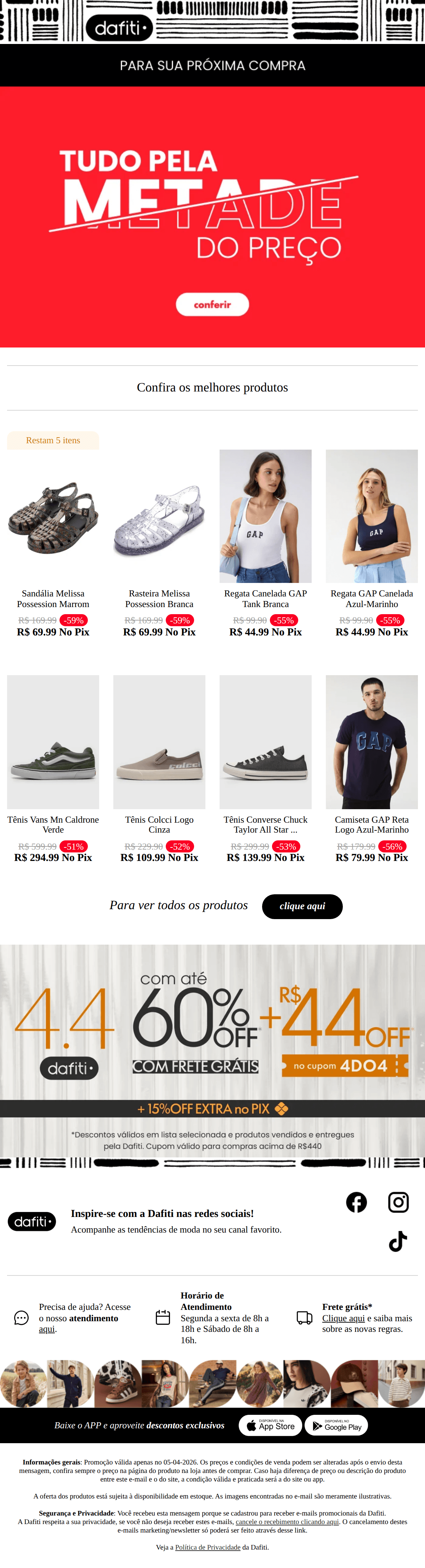 Dafiti: Outlet: TUDO pela METADE do PREÇO 🔥