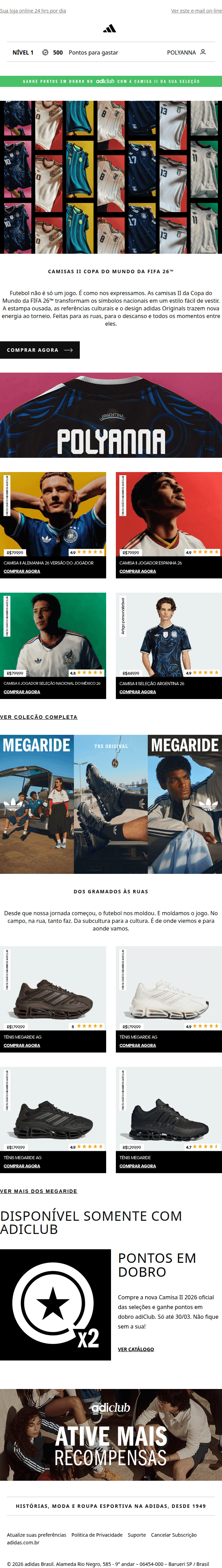Adidas: Camisas II Copa do Mundo da FIFA 26™