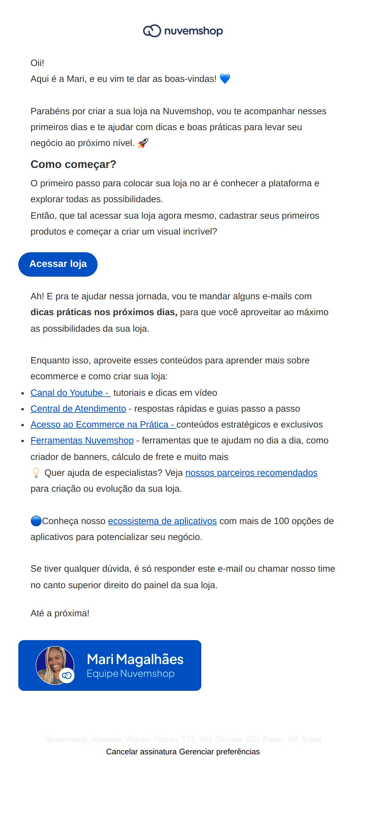 Nuvemshop: Sua loja está criada!