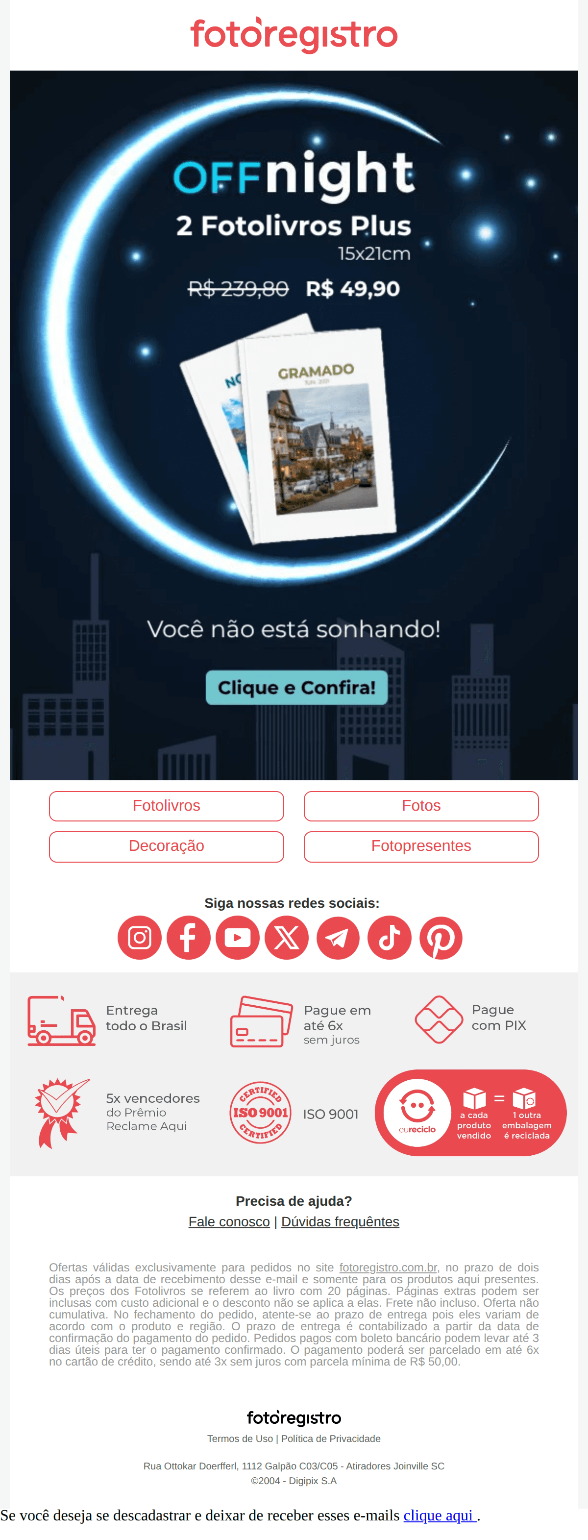 Fotoregistro: Noite de Oferta 🌛 2 Fotolivros Plus 15x21cm só R$ 49,90