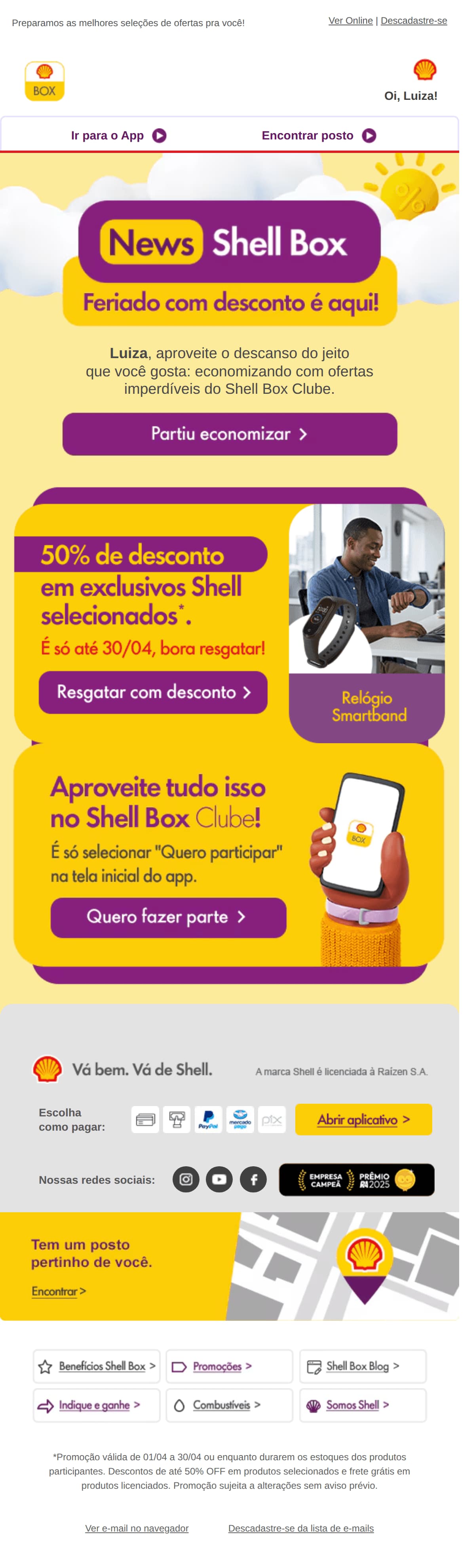 Shell: Até 65% de desconto no seu feriado 😨🤑