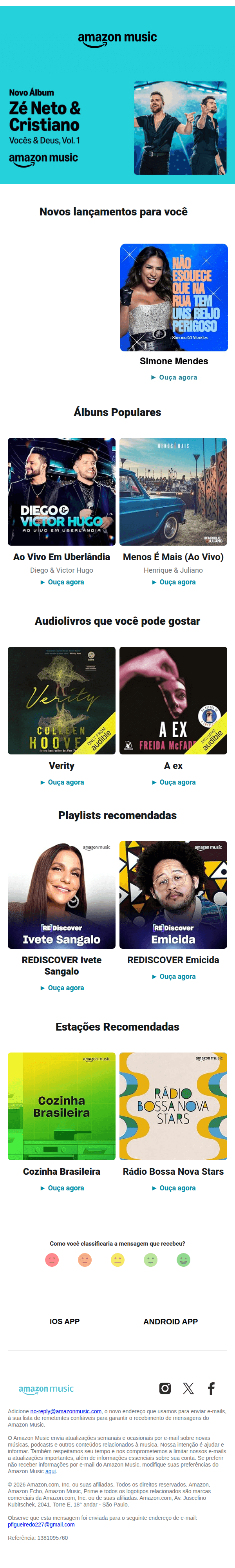 Amazon music: [name], suas recomendações da