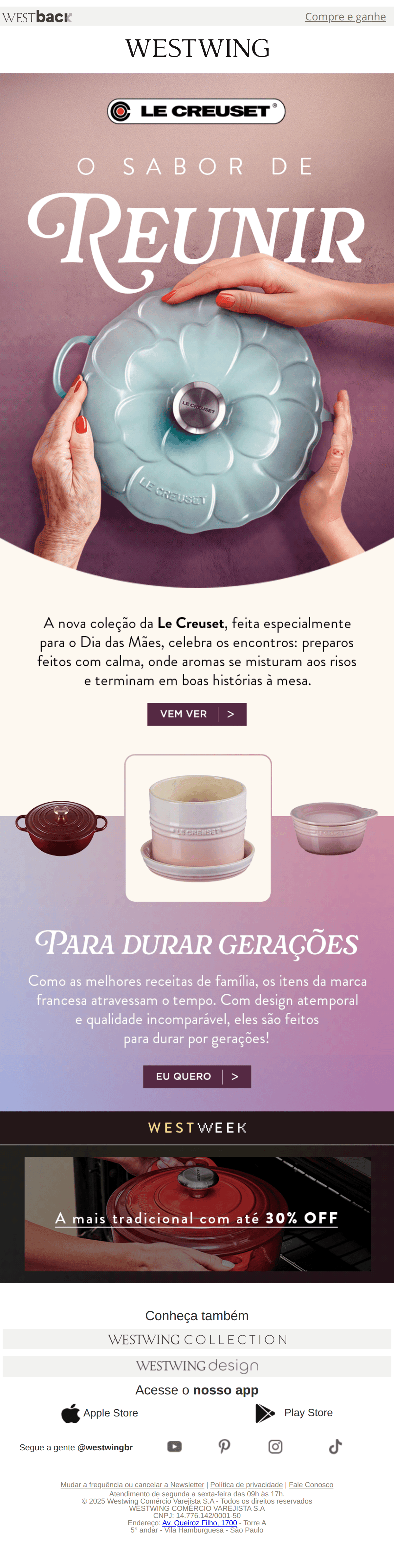 Westwing: LE CREUSET presente no Dia das Mães 💝