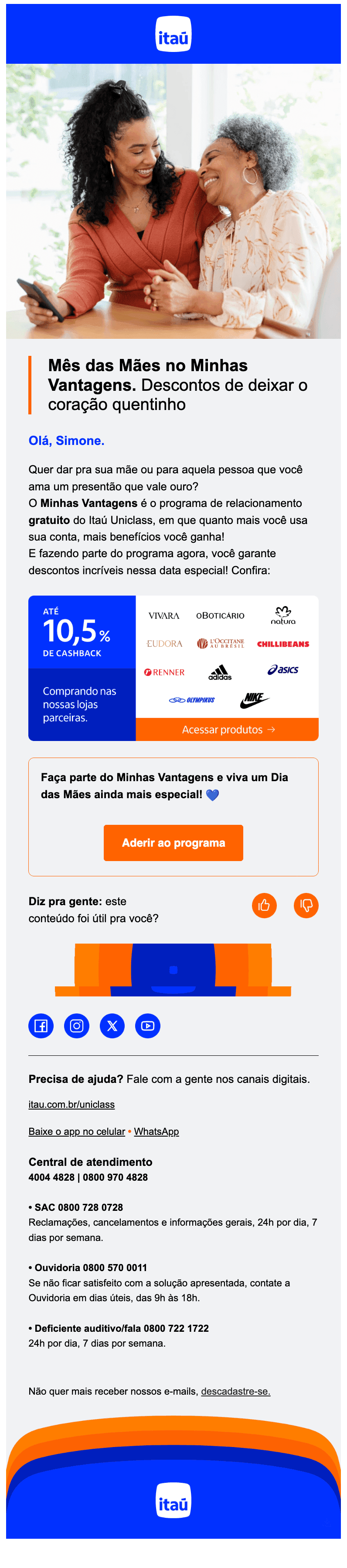Itau: Dia das Mães no Minhas Vantagens 💙💫