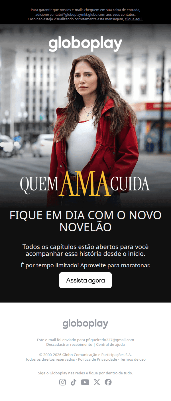 Globoplay: Fique em dia com Quem Ama Cuida ❤️