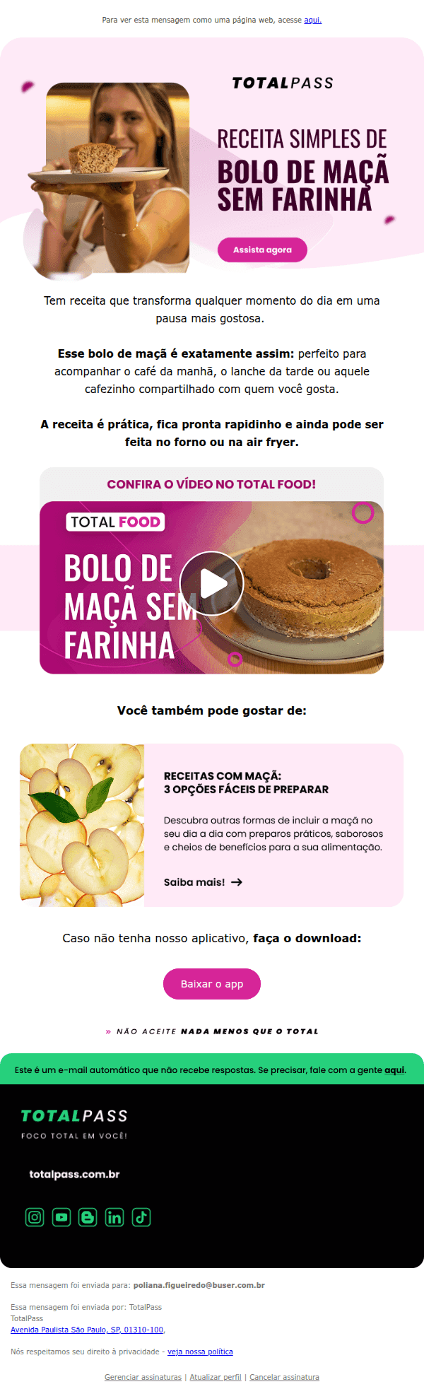 Totalpass: O cheirinho desse bolo de maçã vai te conquistar 🍎