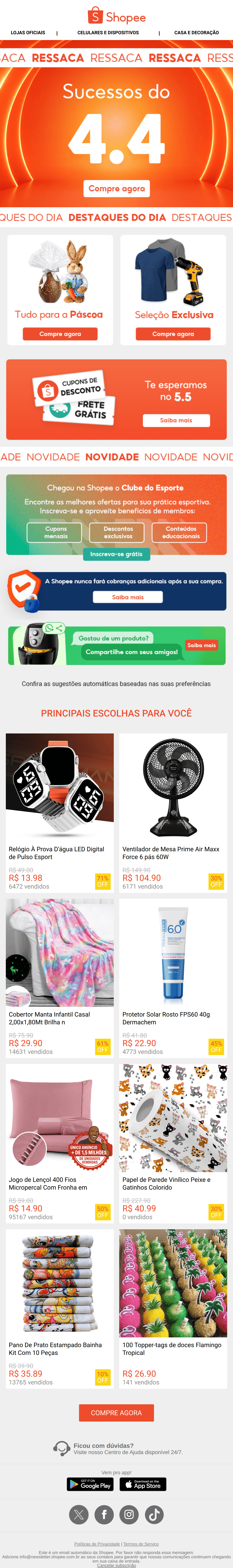 Shopee: Ressaca 4.4: corre que ainda dá tempo de comprar! 🤩