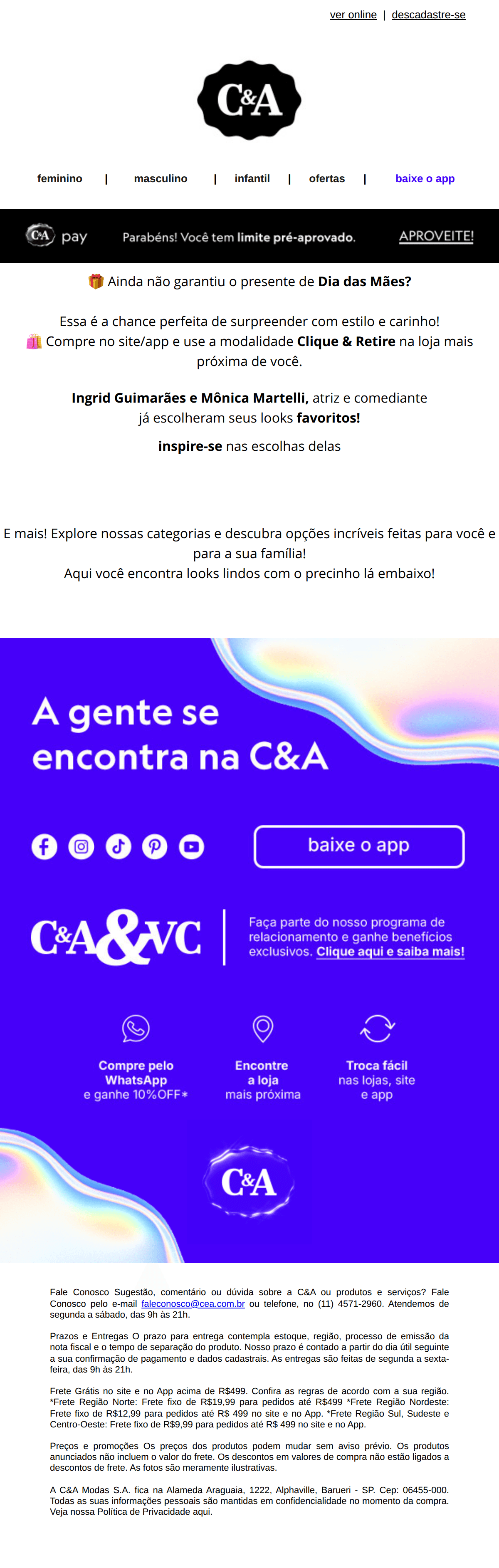 C&A: Celebre o Dia das Mães com a C&A 🧡