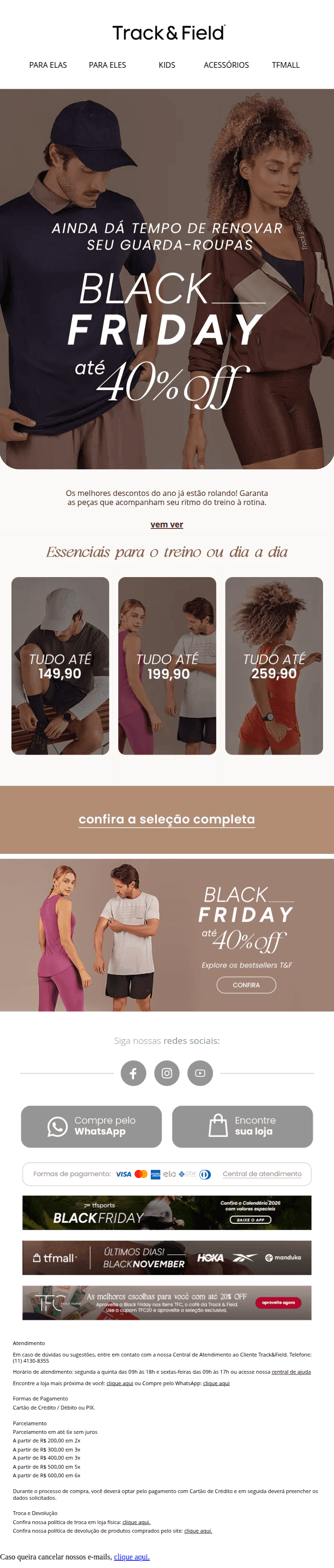 Track and field: 🚨 Chegou a Black Friday T&F até 40% OFF! 🛍️