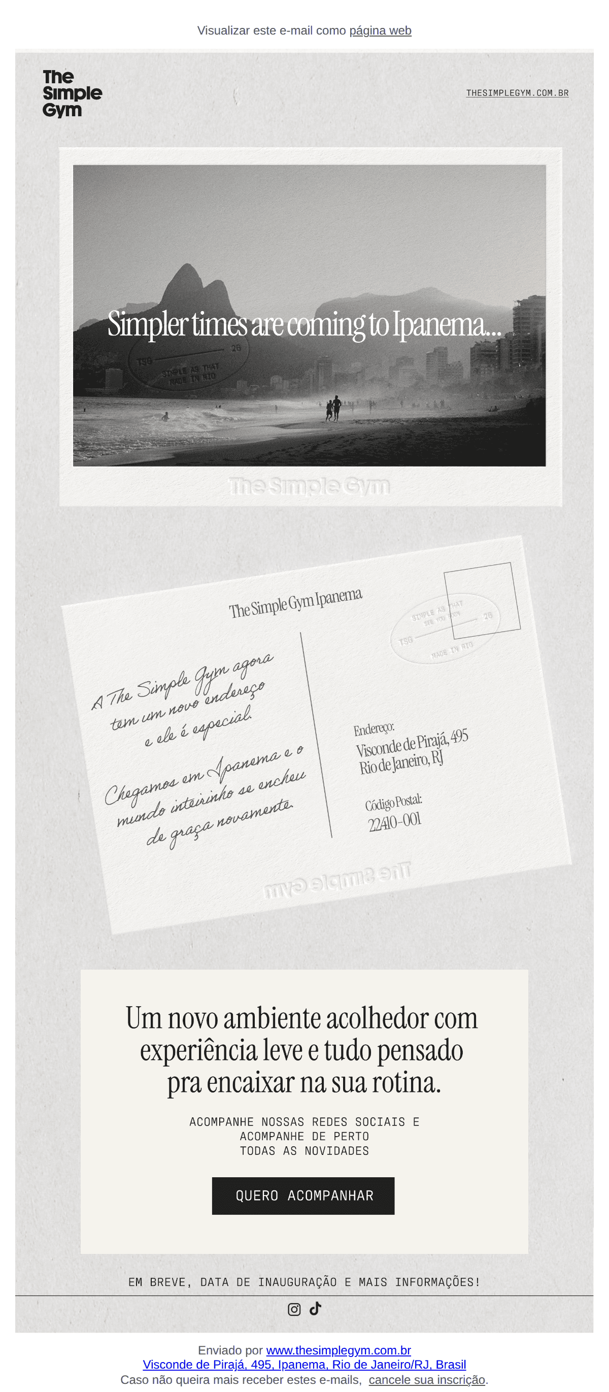 The simple Gym: Simpler times are coming to Ipanema... 🌊