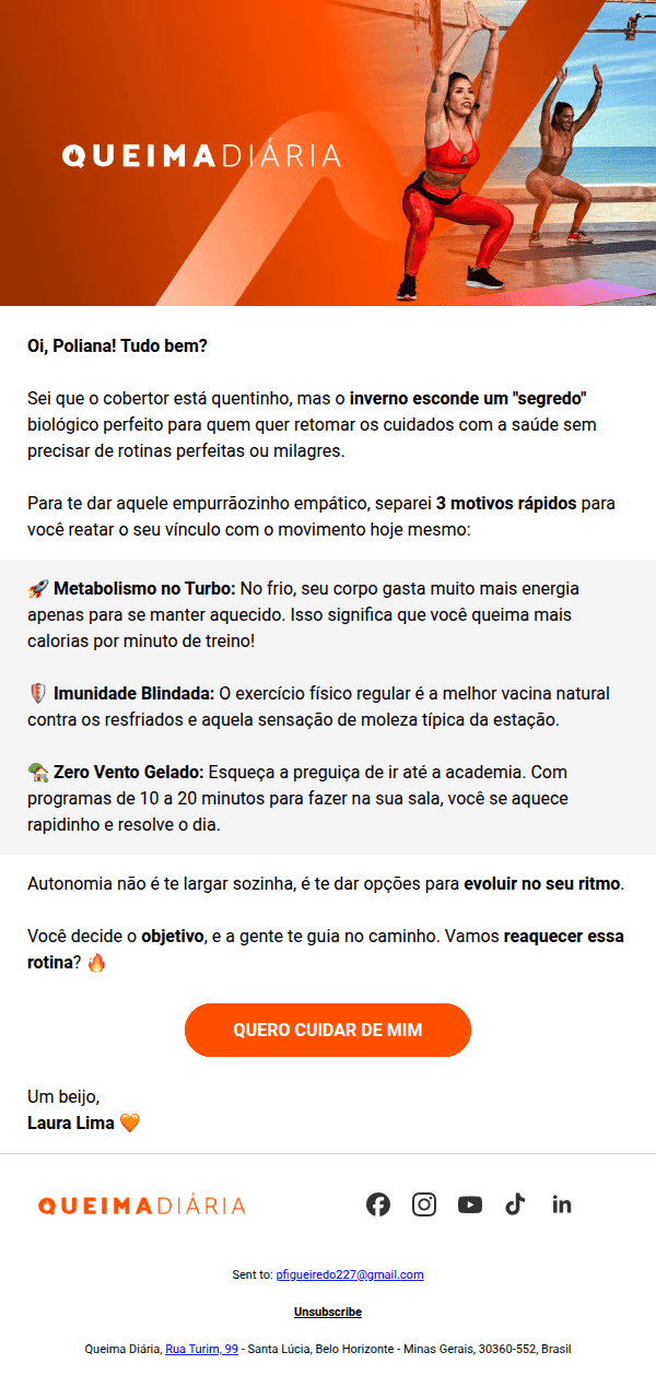 Queima diaria: 🥶 Tá frio aí? 3 motivos para começar hoje (sem culpa)