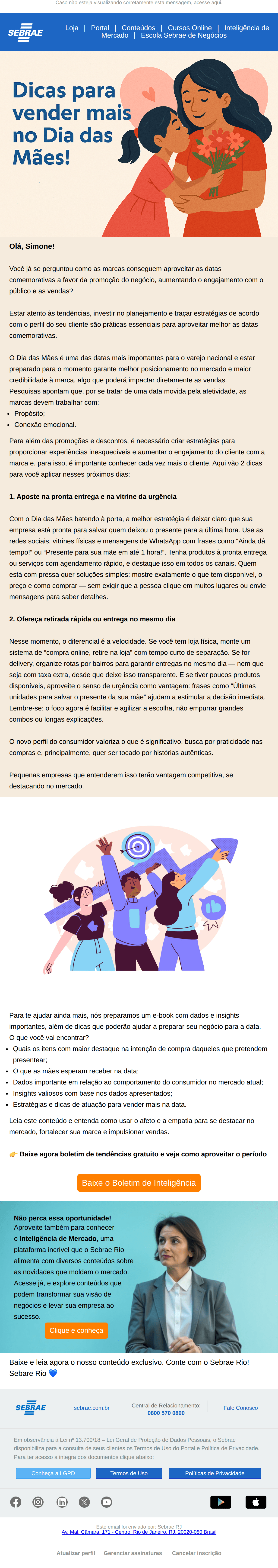 Sebrae: Dicas para você vender mais antes do dia das mães!