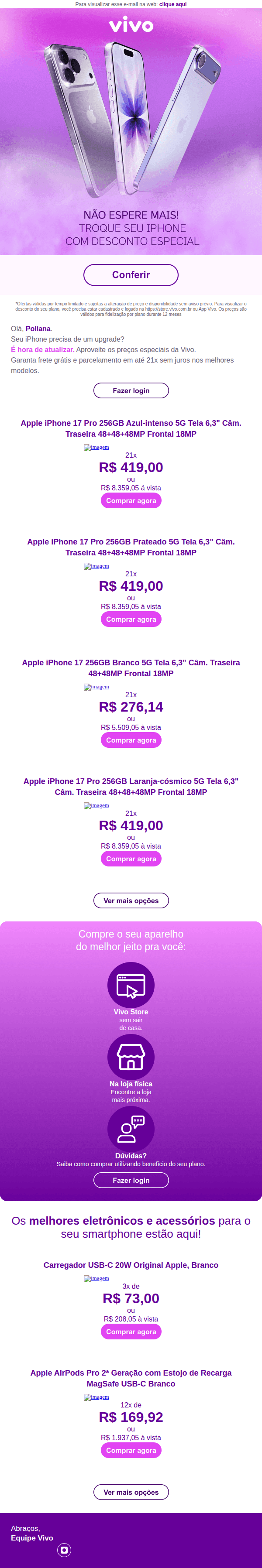 Vivo: Desconto especial no seu iPhone!