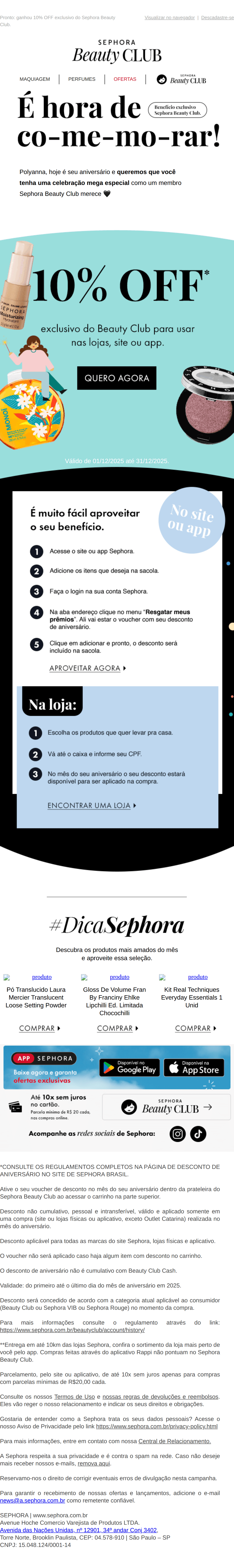 Sephora: [NAME], faça um pedido 🎂