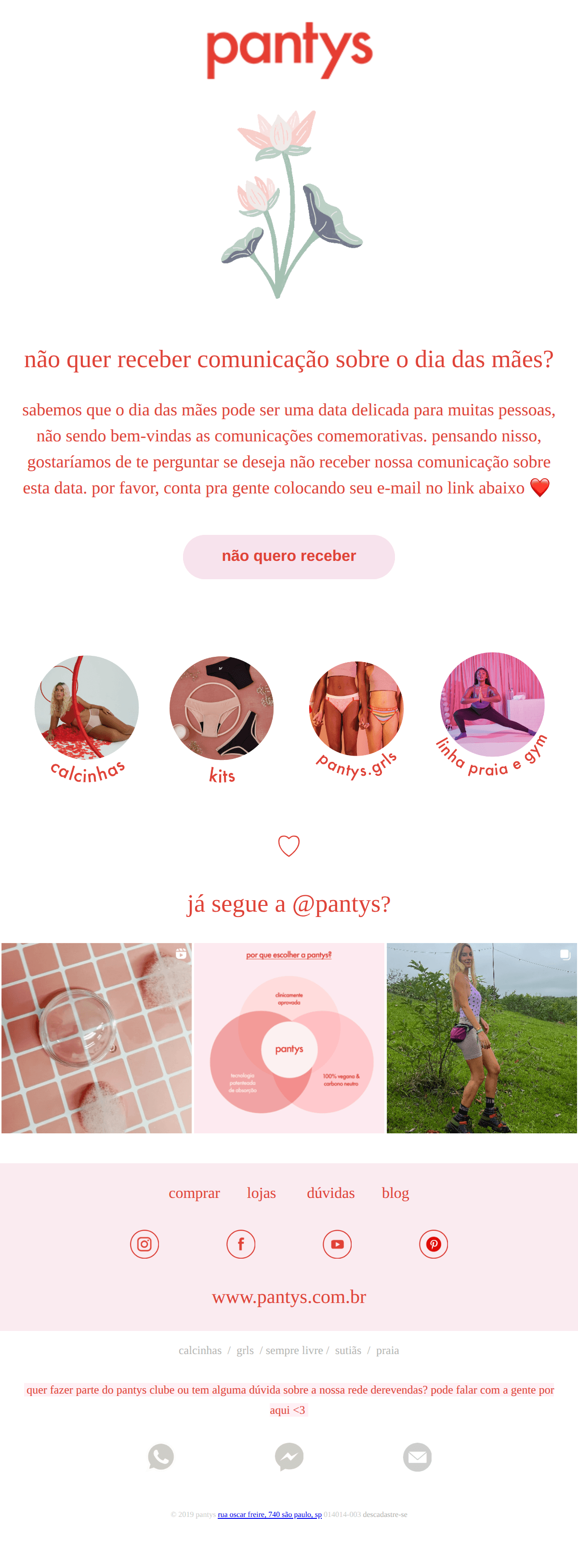 Pantys: 🚨importante: amiga, não quer e-mail de dia das mães?