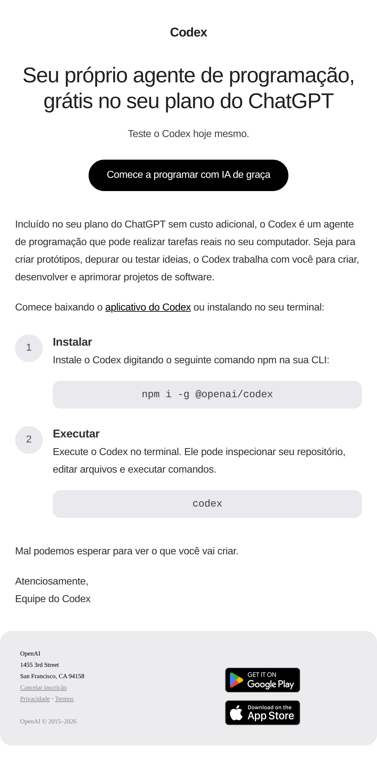 Openai: Comece a programar com IA no Codex de graça