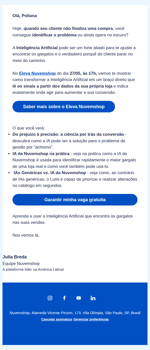 Nuvemshop: Masterclass: Use a IA para achar o gargalo das vendas