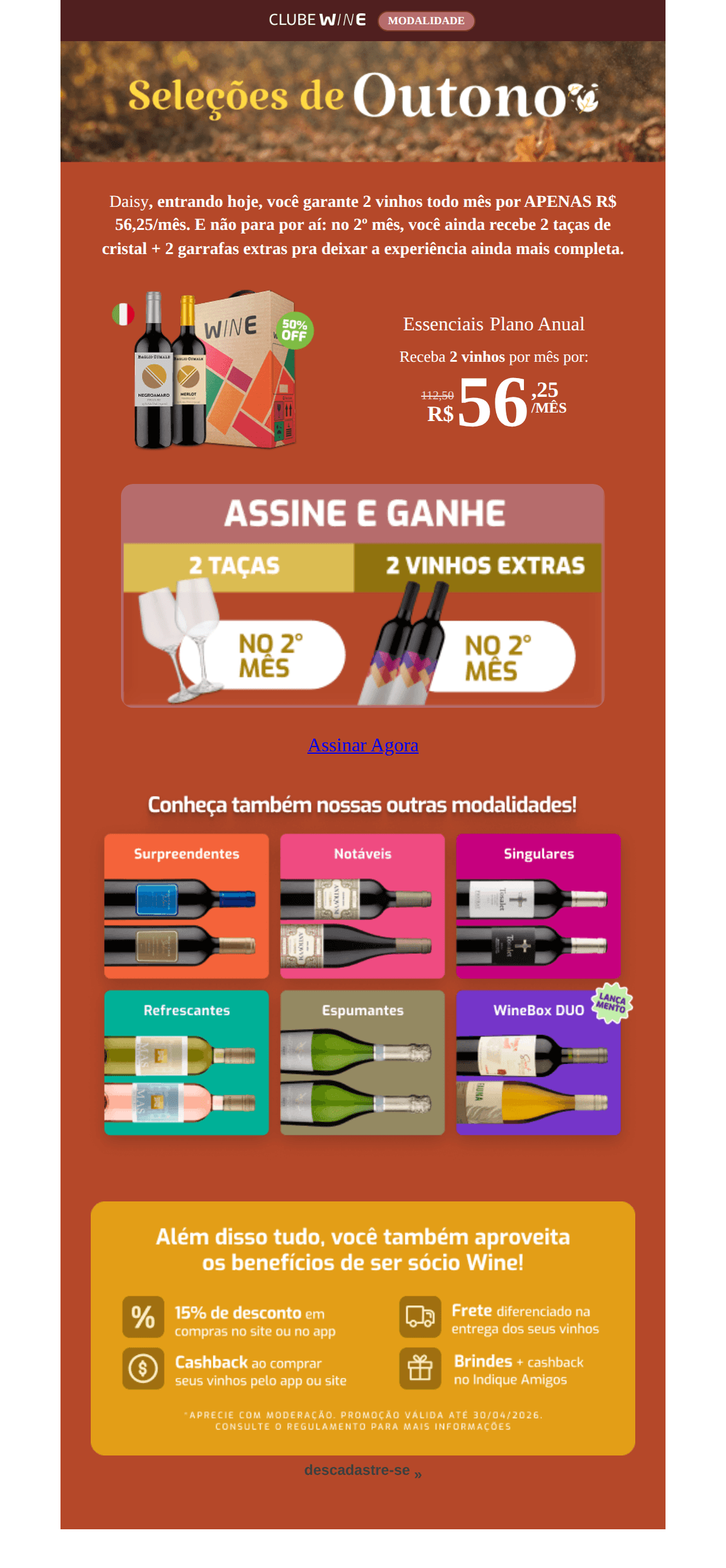 Wine: 👉 Concluir assinatura
