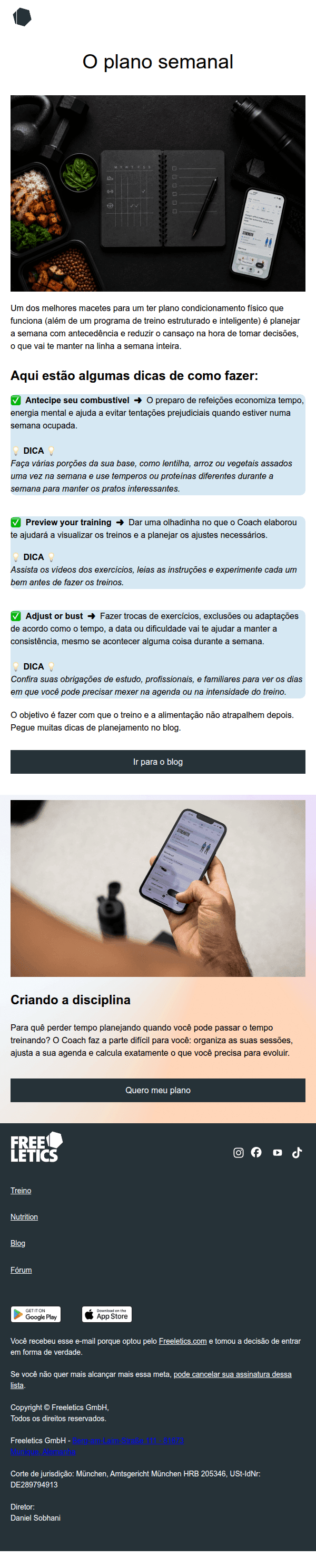 Freeletics: 📅 Sua semana de treino sem faltas