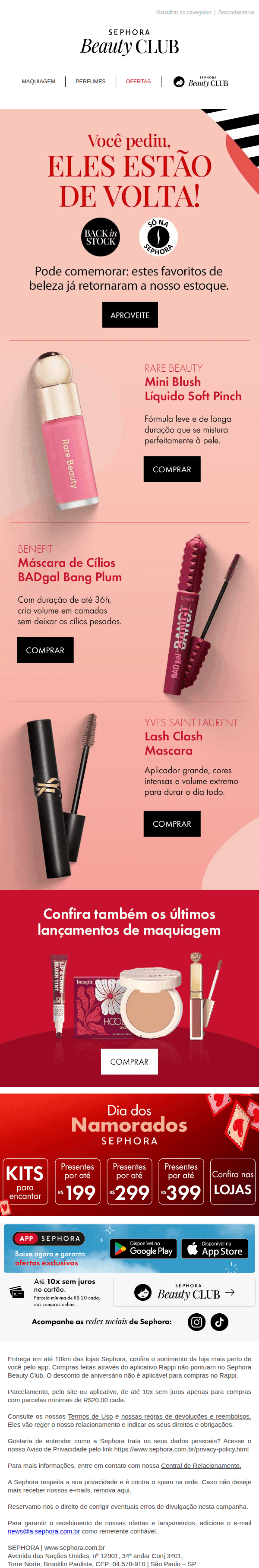 Sephora: Favoritos de volta ao estoque 😍