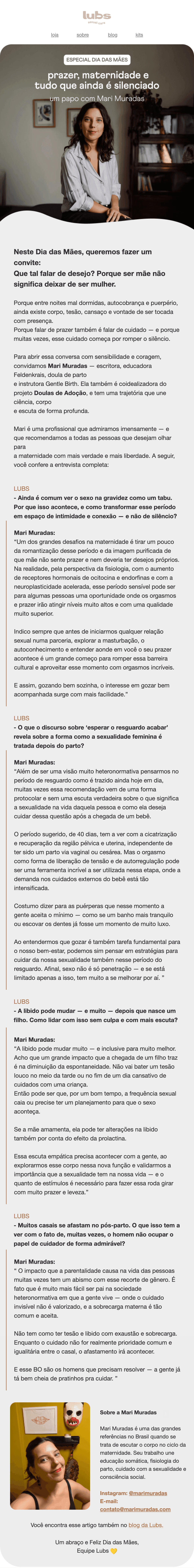 Lubs: Neste Dia das Mães, falamos sobre prazer, maternidade e tudo que