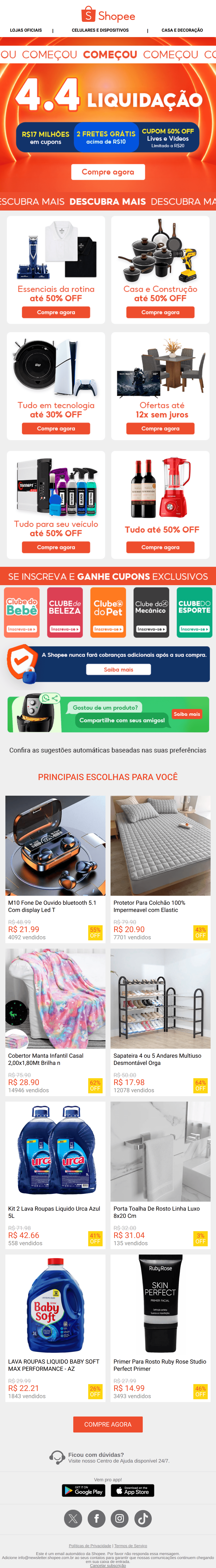 Shopee: É HOJE: 4.4 da Shopee! 🤑