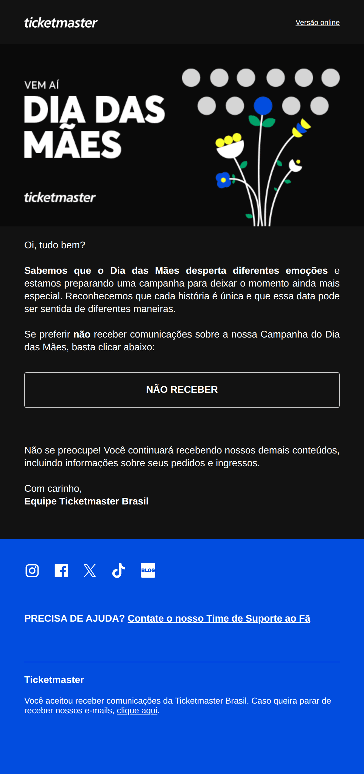 Ticket master: Oi, temos uma pergunta importante!