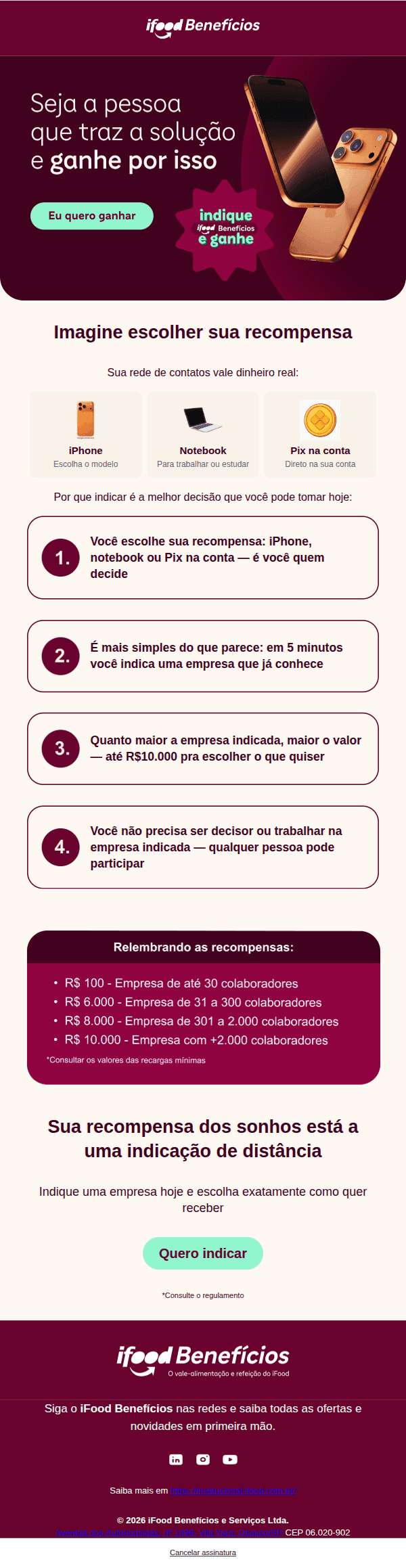 Ifood beneficios: Você esqueceu o seu iPhone na mesa...
