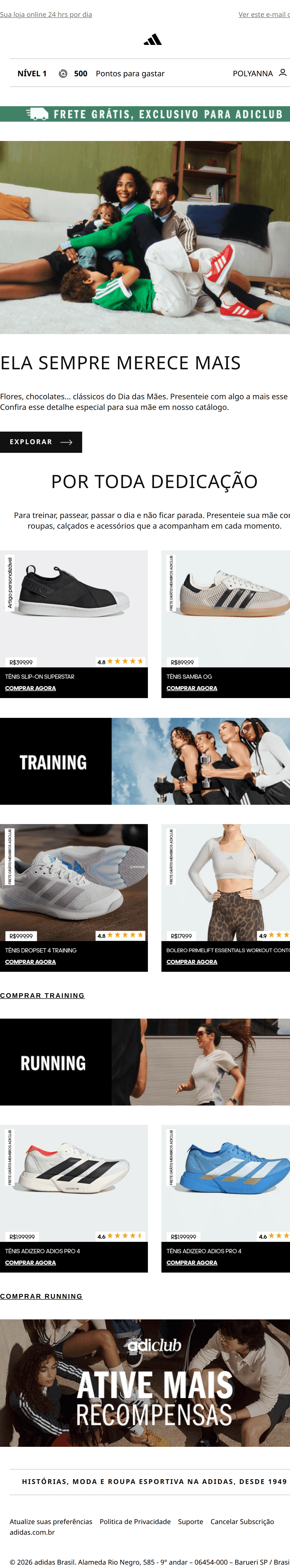Adidas: Buscando algo diferente para presentear no Dia das Mães?