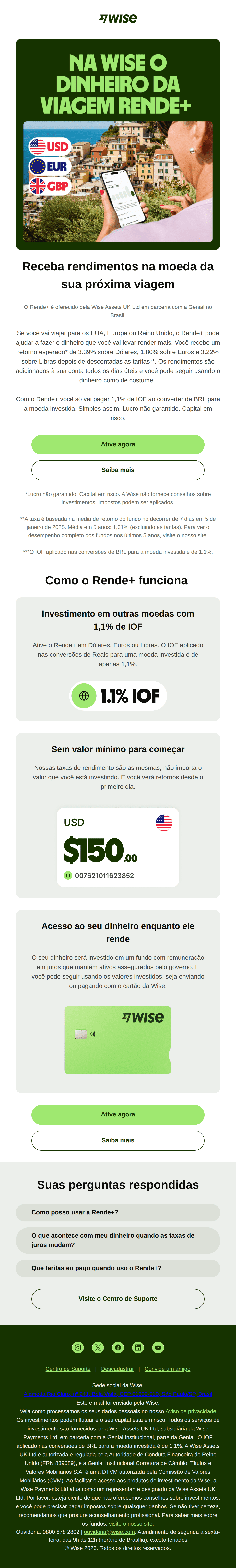 Wise: Invista na moeda da sua próxima viagem
