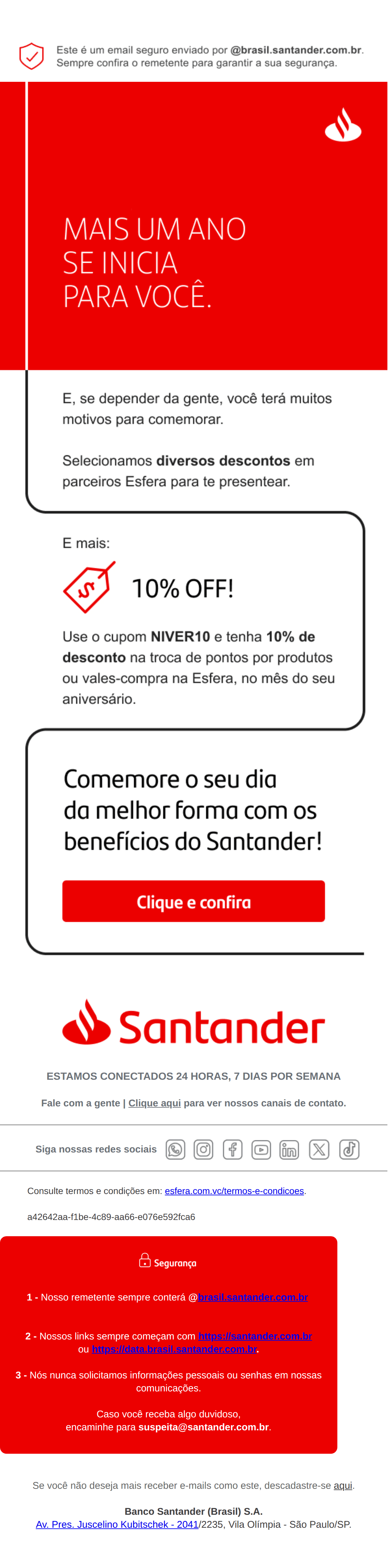Santander: Parabéns pelo seu dia!