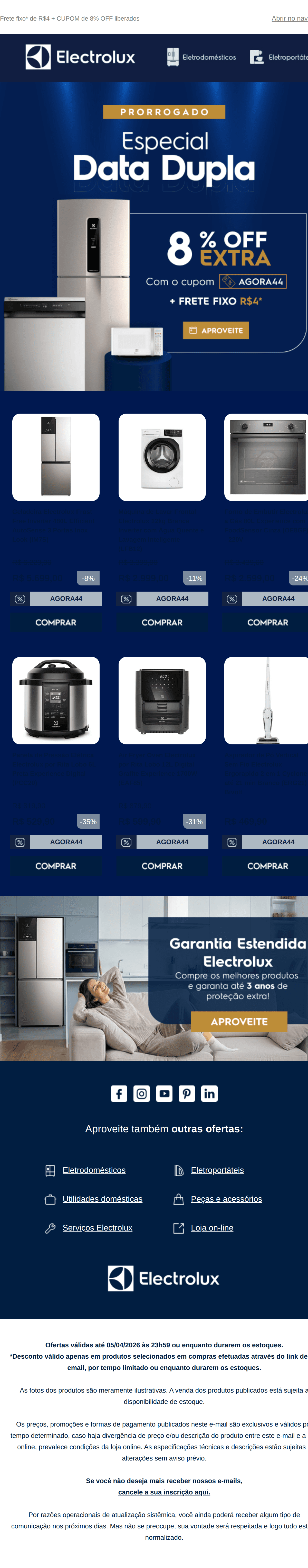 Electrolux: 📣 Pedido atendido: o 4.4 continua