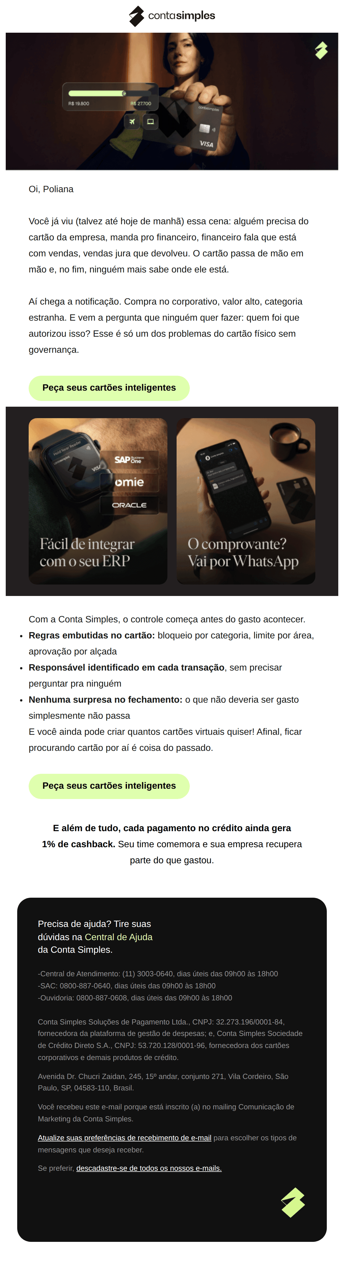 Conta simples: Cara, cadê o cartão da empresa?