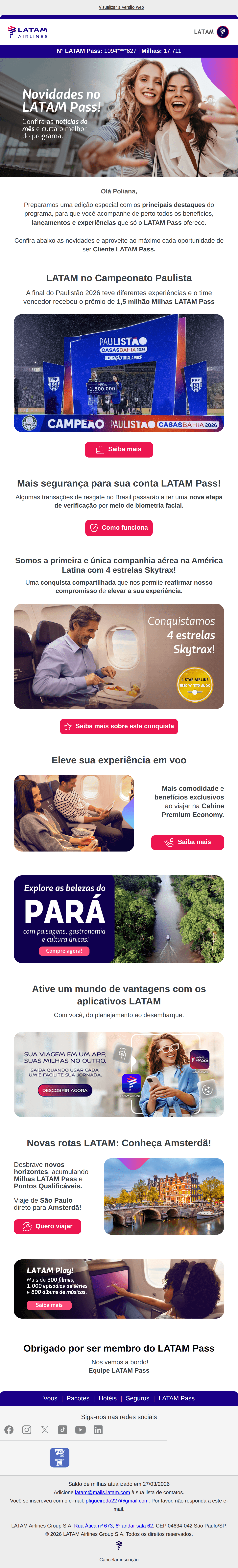 Latam: Neste mês de março, decole com as novidades da LATAM ✈️