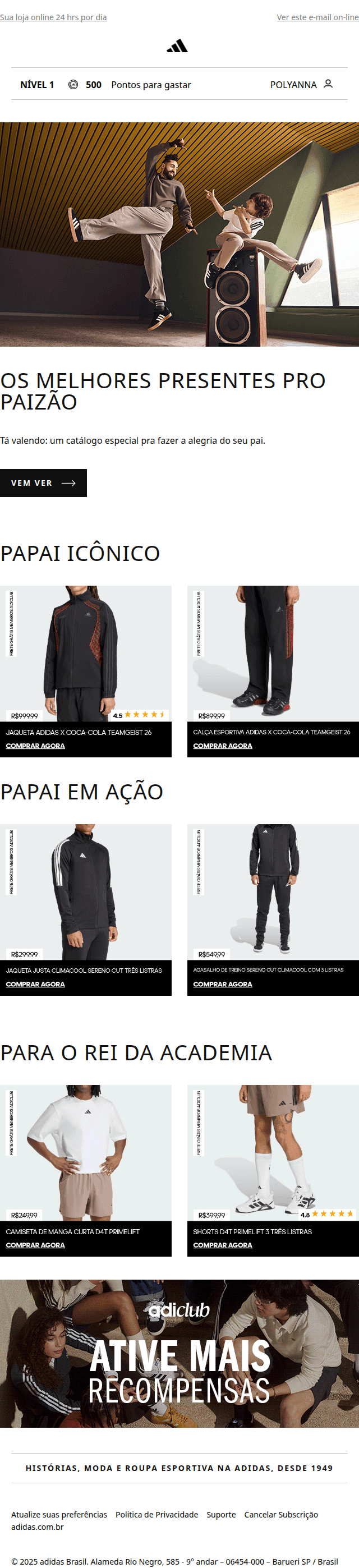 Adidas: Dia dos Pais adidas: ainda dá tempo