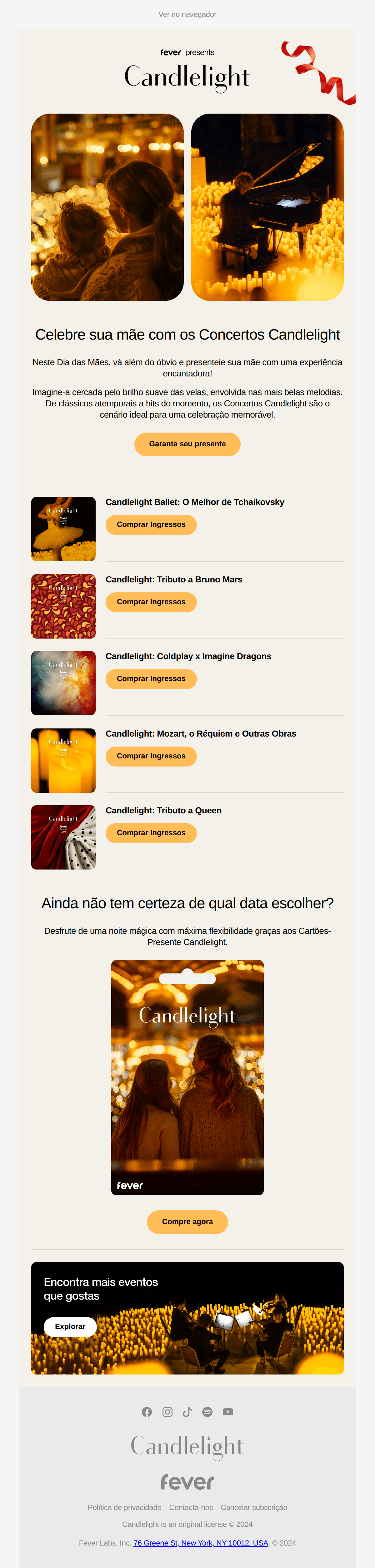 Candlelight: Concertos Candlelight: um presente inesquecível de Dia das Mães!