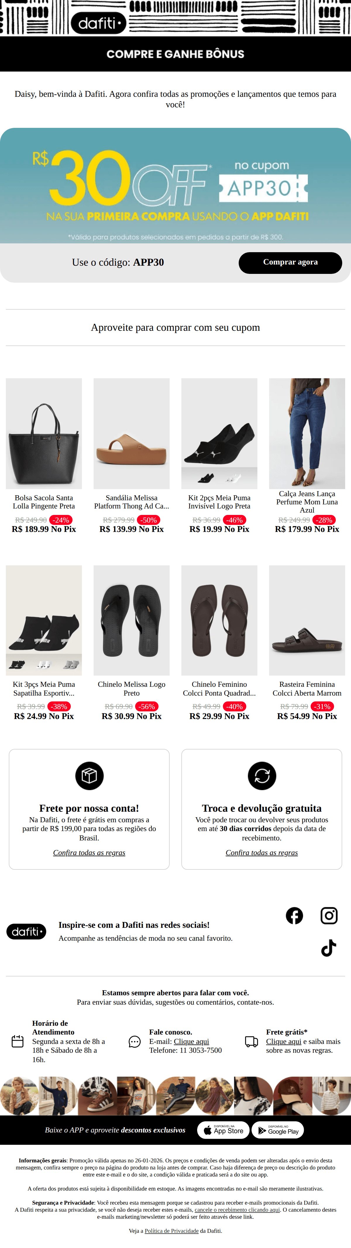 Dafiti: [NAME], bem-vinda à Dafiti