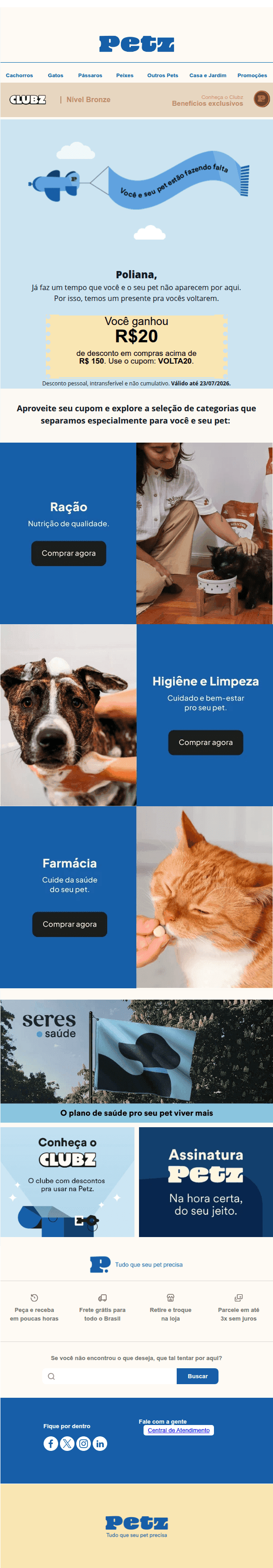 Petz: Poliana, seu desconto continua te esperando 🎟️