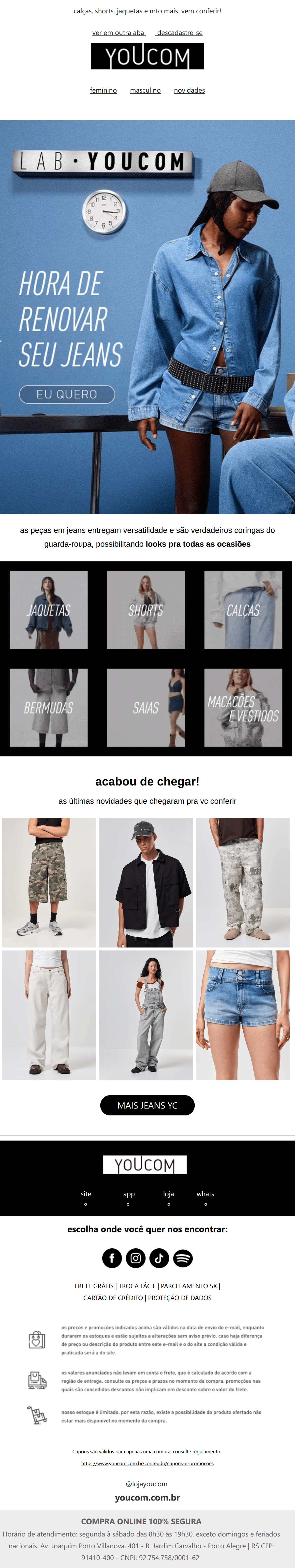 Youcom: jeans a partir de R$ 79,90 💙