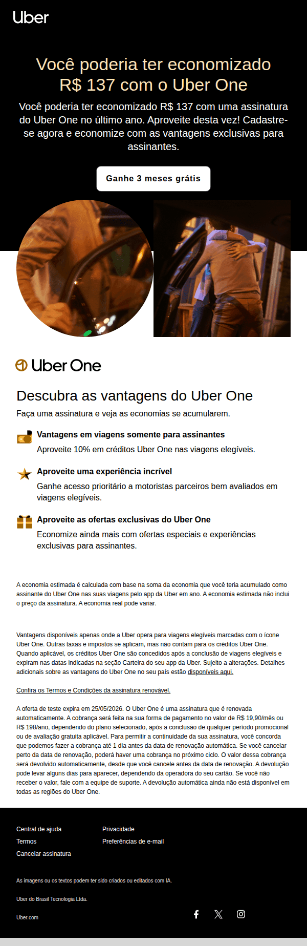 Uber: Você deixou de economizar R$ 137