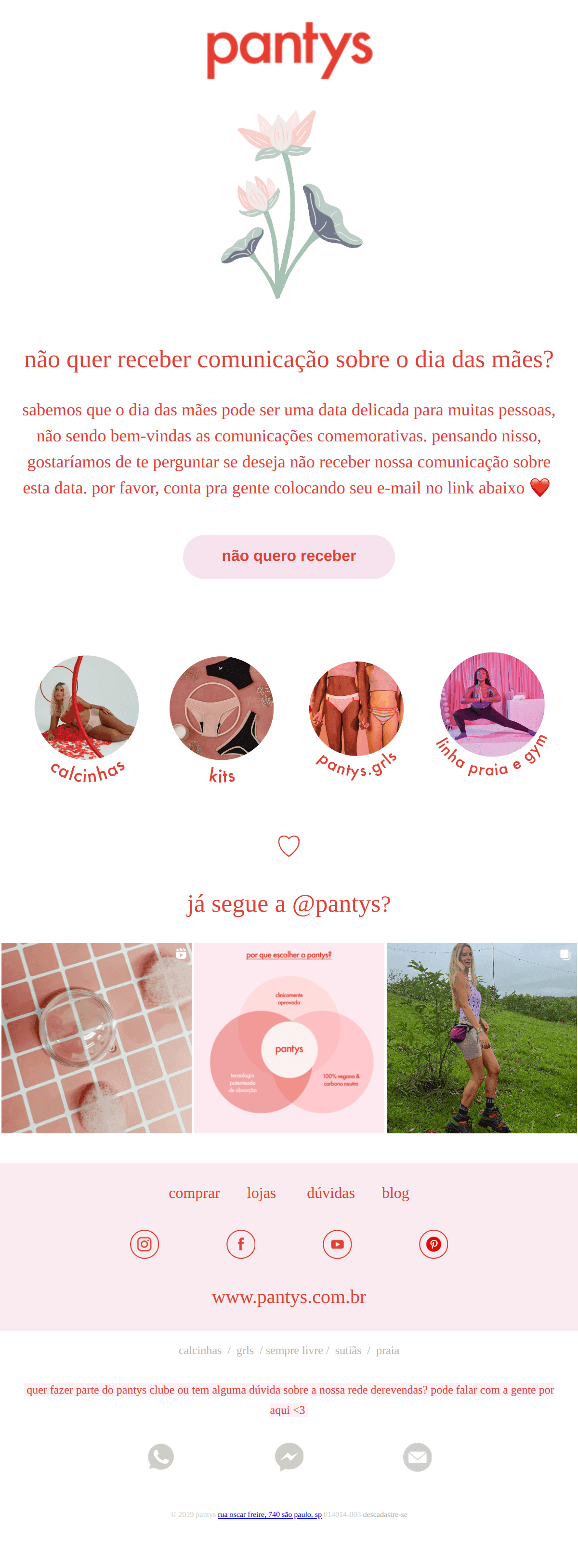 Pantys: 🚨importante: amiga, não quer e-mail de dia das mães?