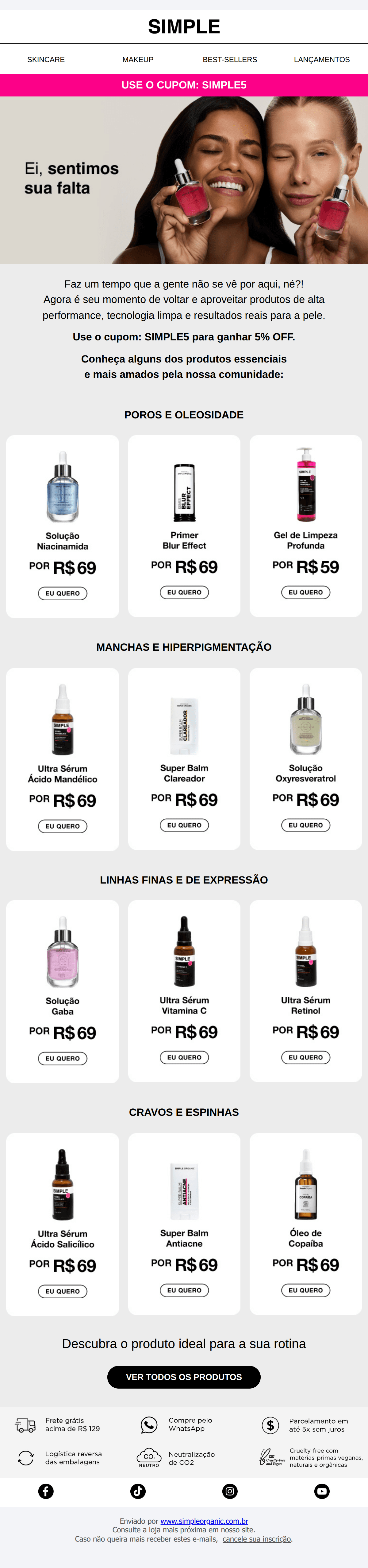 Simple organic: Ei, estamos com saudade 🥹