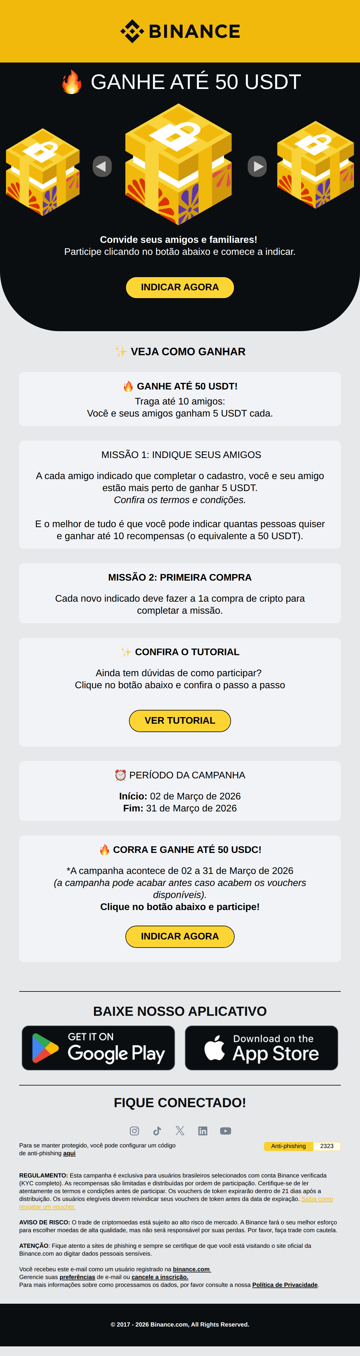 Binance: 🔥 Sua chance de ganhar até 50 USDT!