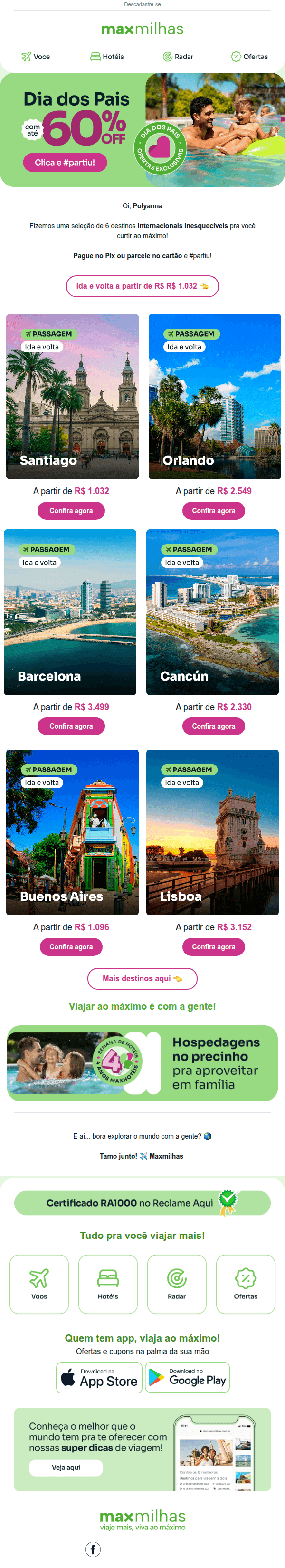Maxmilhas: Ofertas de Dia dos Pais para curtir em família 💚