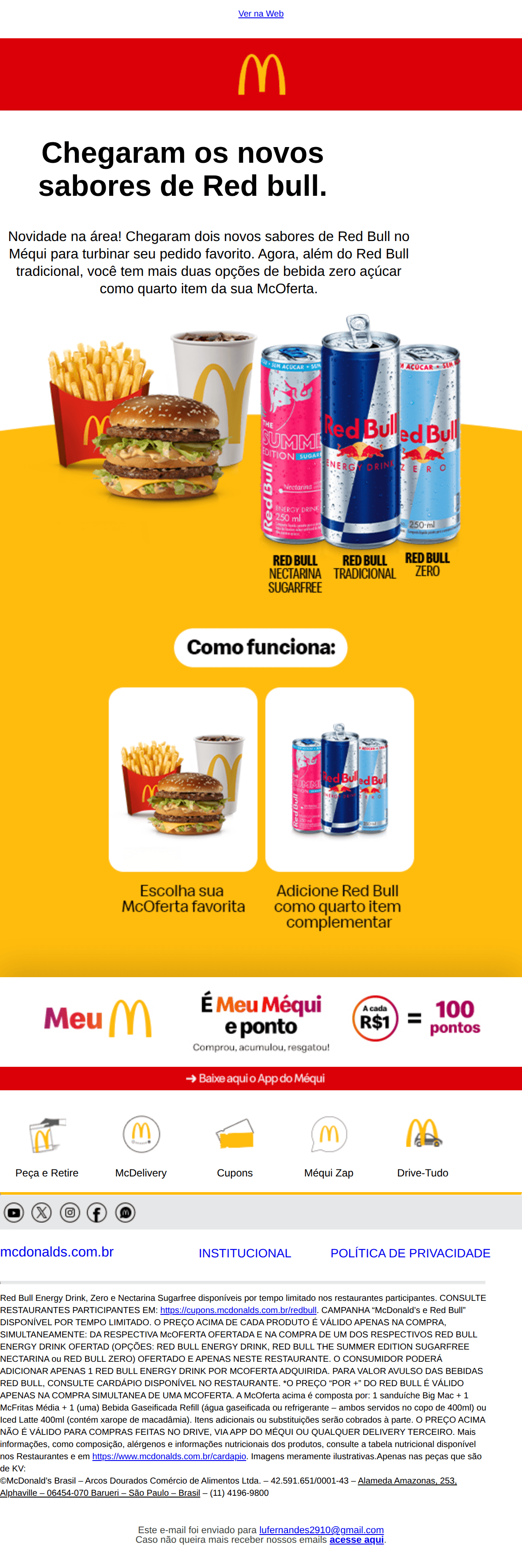 Mcdonalds: Novos sabores Red Bull no Méqui!