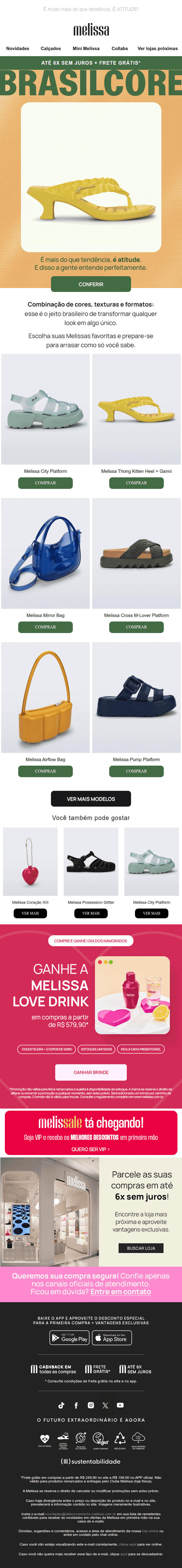 Melissa: BRASILCORE 💚💛💙 Entre no clima com Melissa