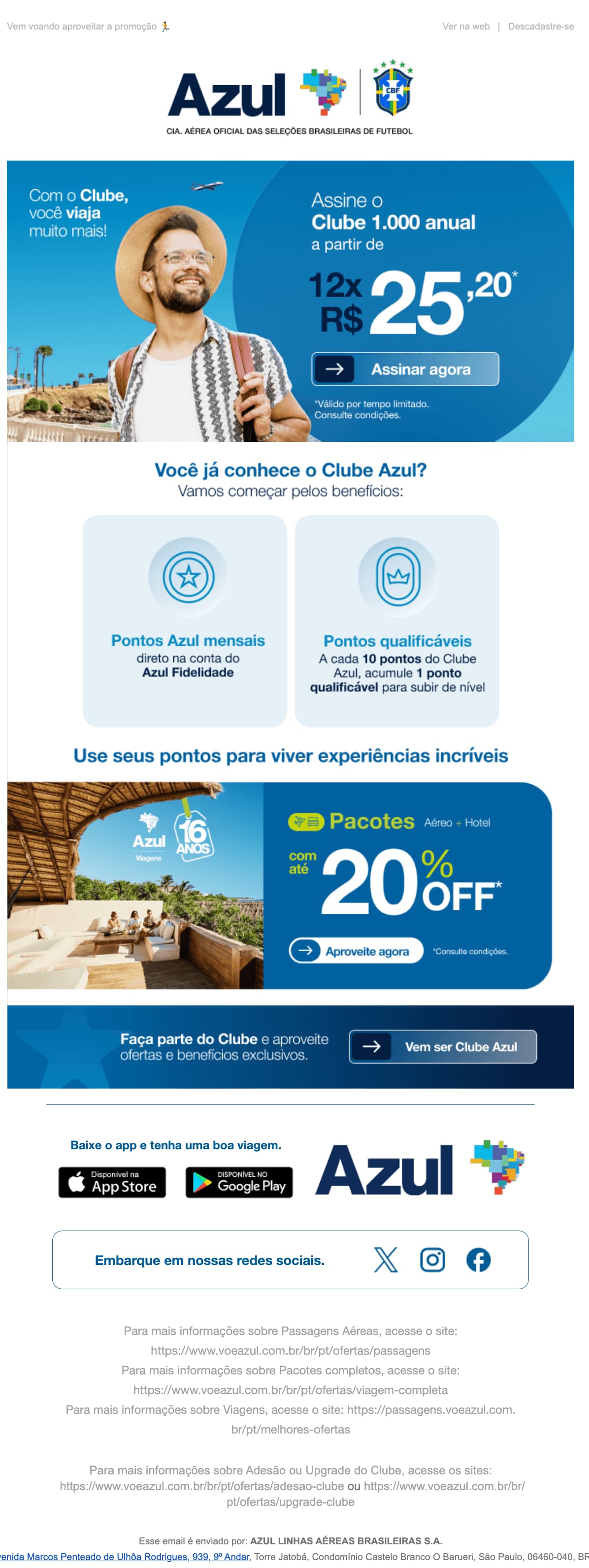 Azul: Só falta você no Clube! 🥺